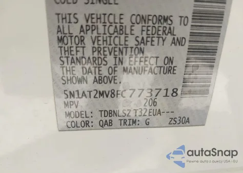 2015 Nissan Rogue S/Sl/Sv z USA, uszkodzony, nr VIN 5N1AT2MV8FC773718